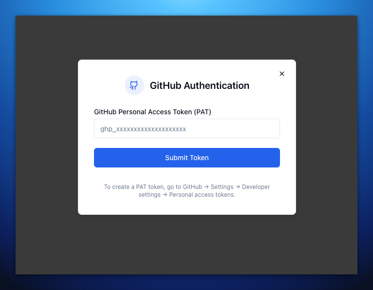 Enter GitHub PAT Token