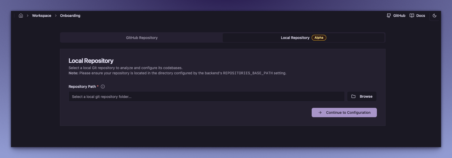 Local Repository Onboarding